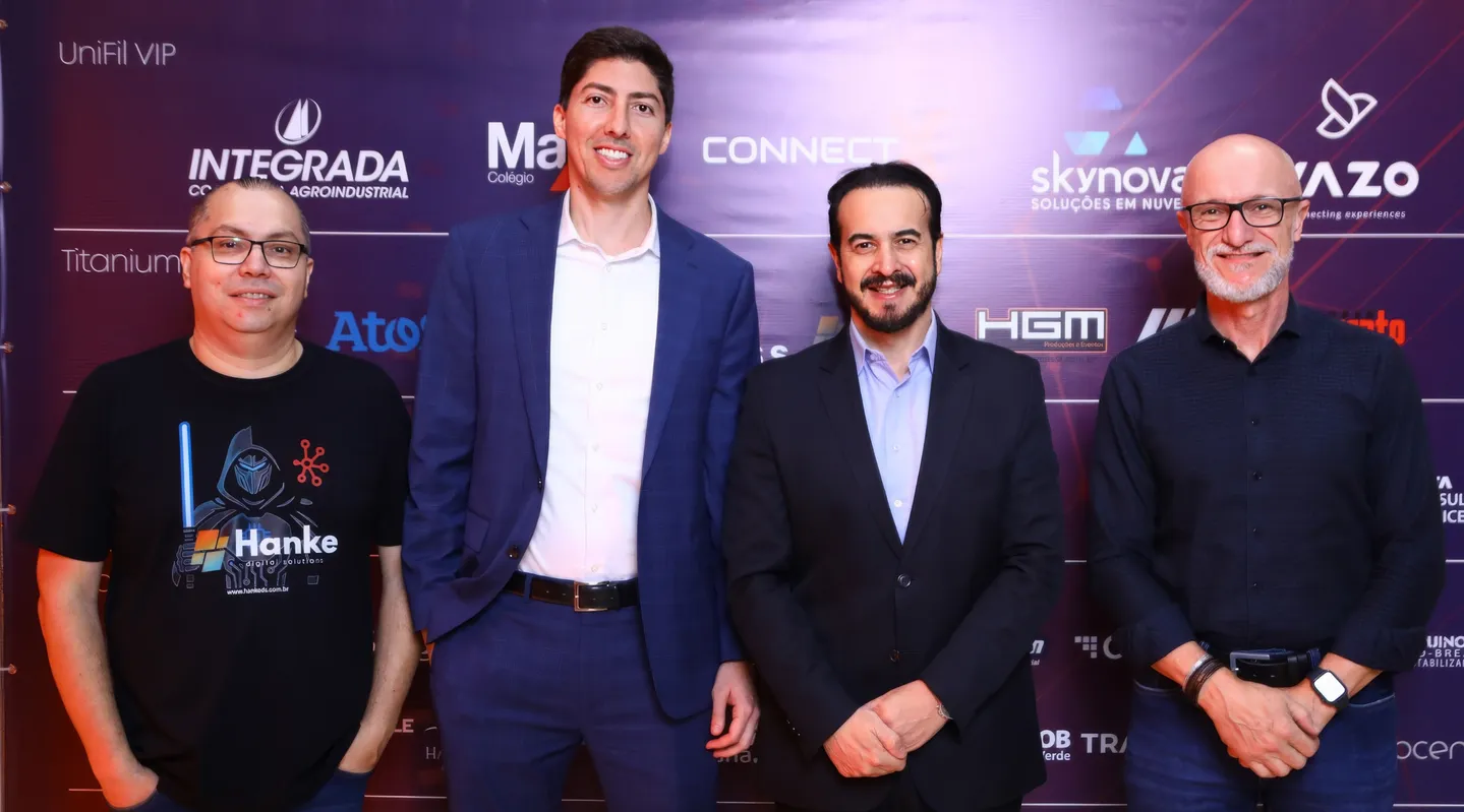 Luiz Fernando Nunes (Hanke), Rodrigo Franco (Gmaster), Reginaldo Cezar Cardoso (Receita Federal) e Éderson Mazuka (Demóbile)