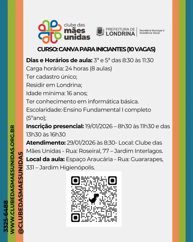 Imagem ilustrativa da imagem Clube das Mães Unidas está com inscrições abertas para cursos profissionalizantes