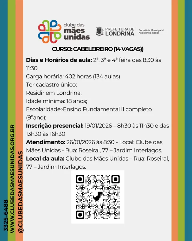 Imagem ilustrativa da imagem Clube das Mães Unidas está com inscrições abertas para cursos profissionalizantes