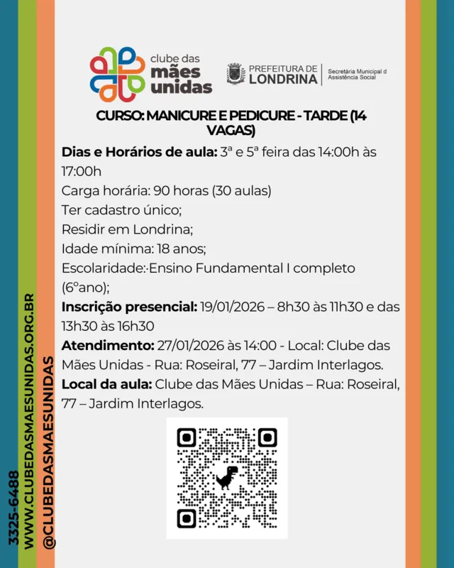Imagem ilustrativa da imagem Clube das Mães Unidas está com inscrições abertas para cursos profissionalizantes