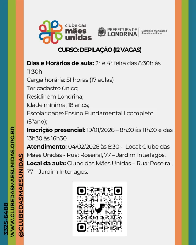 Imagem ilustrativa da imagem Clube das Mães Unidas está com inscrições abertas para cursos profissionalizantes