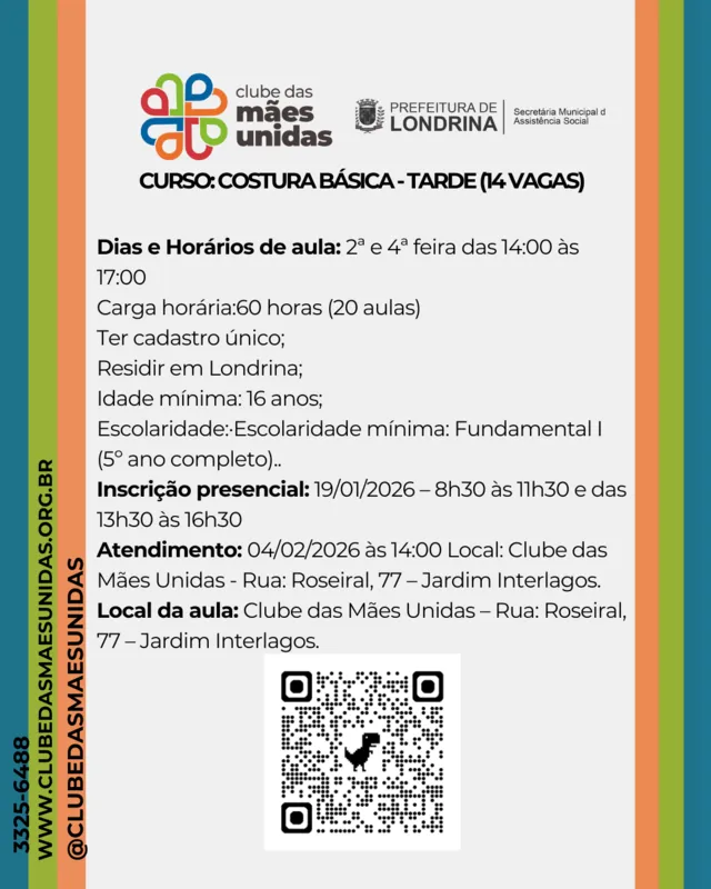 Imagem ilustrativa da imagem Clube das Mães Unidas está com inscrições abertas para cursos profissionalizantes