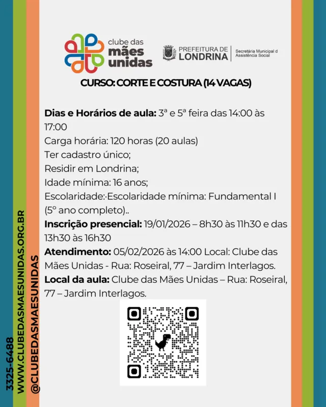 Imagem ilustrativa da imagem Clube das Mães Unidas está com inscrições abertas para cursos profissionalizantes