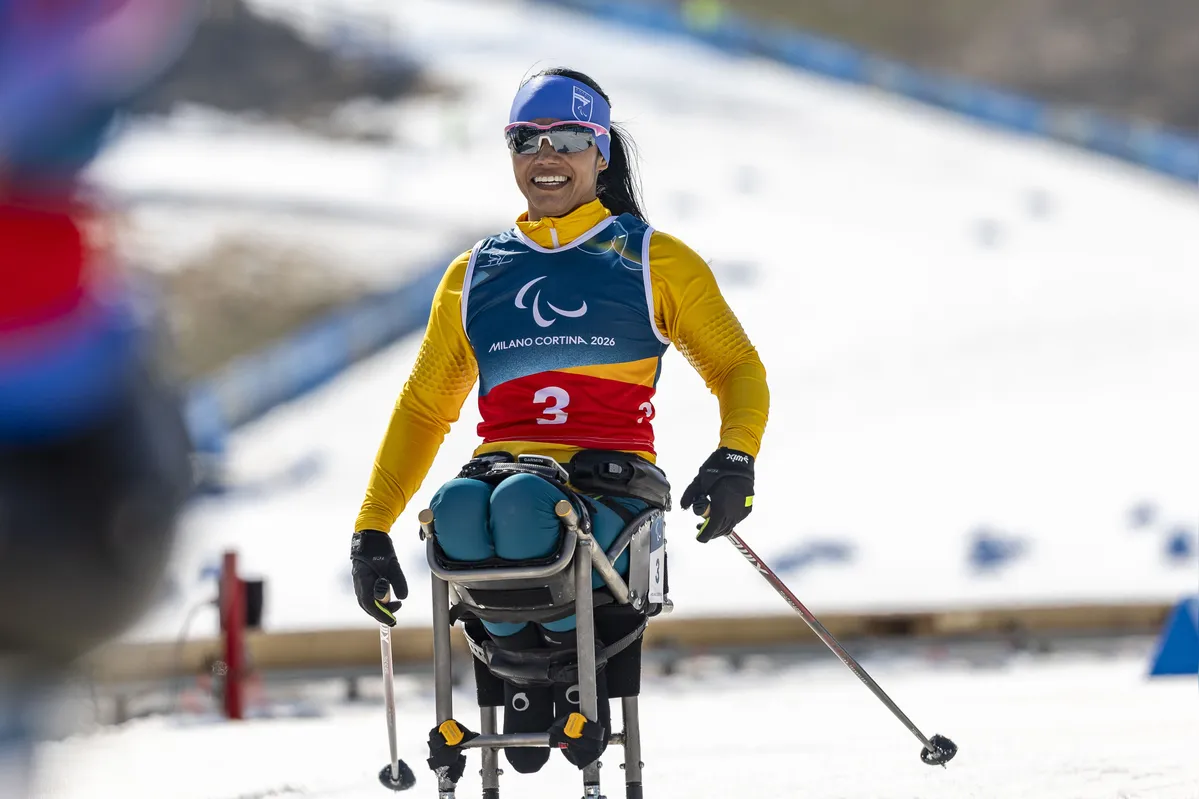 10.03.26 - ALINE ROCHA - Jogos Paralímpicos de Inverno Milão-Cortina 2026 - Prova de Ski Cross-country no Tesero Cross-Country Skiing Stadium, em Tesero, Itália. Foto: Alessandra Cabral/CPB