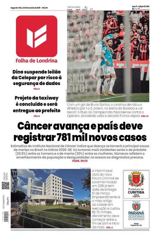 Imagem ilustrativa da imagem Capa do dia 23/02/2026