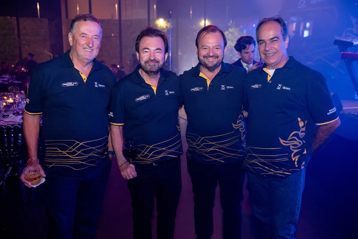 Sérgio Quaglia, Claudio e Valdecir Adamucciio - empresários de Maringá, com José Henrique Gomes