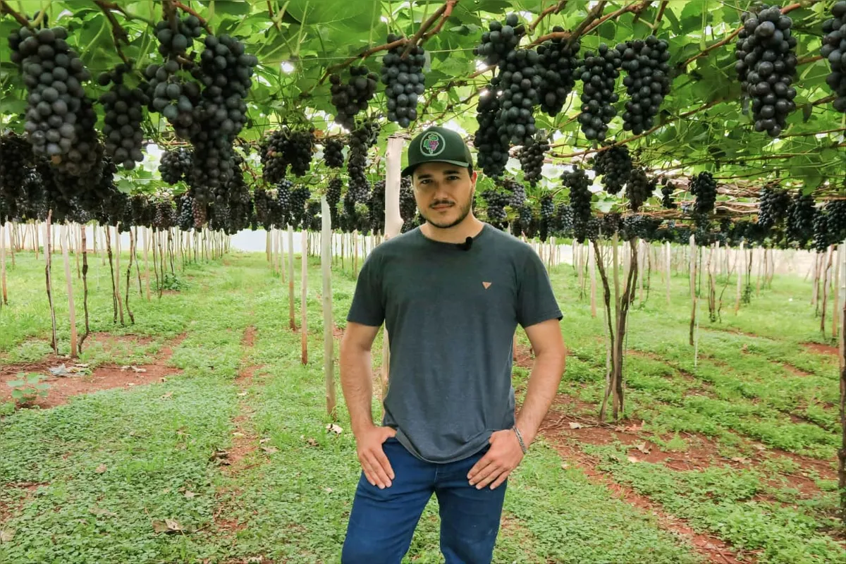 O produtor de uvas Elton Pires comemora a inserção da sua propriedade na Rota Uva & Vinho