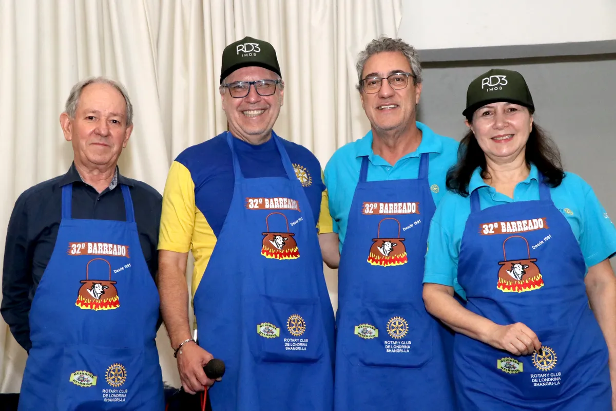 Dilmar de Andrade, próximo presidente do Clube, João Carlos, coordenador do barreado, Adalberto Bueno e Jakeline Tramontin, presidente do RCL Shangri-lá