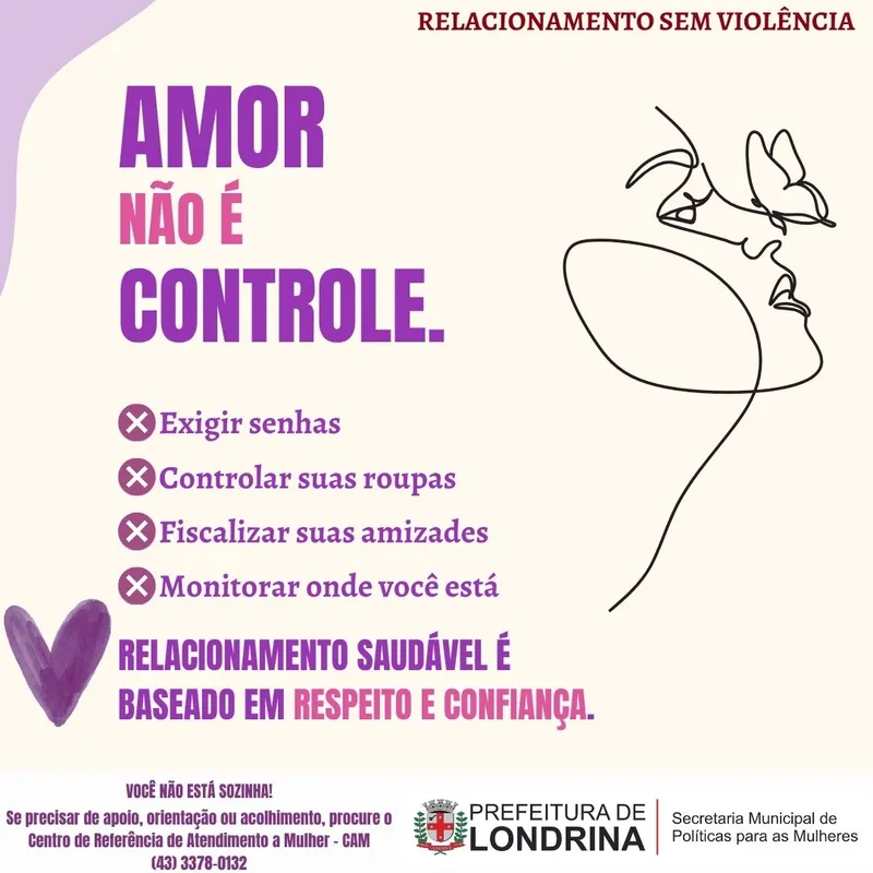 Imagem ilustrativa da imagem 'Amor não é controle': Secretaria da Mulher orienta sobre relacionamento seguro