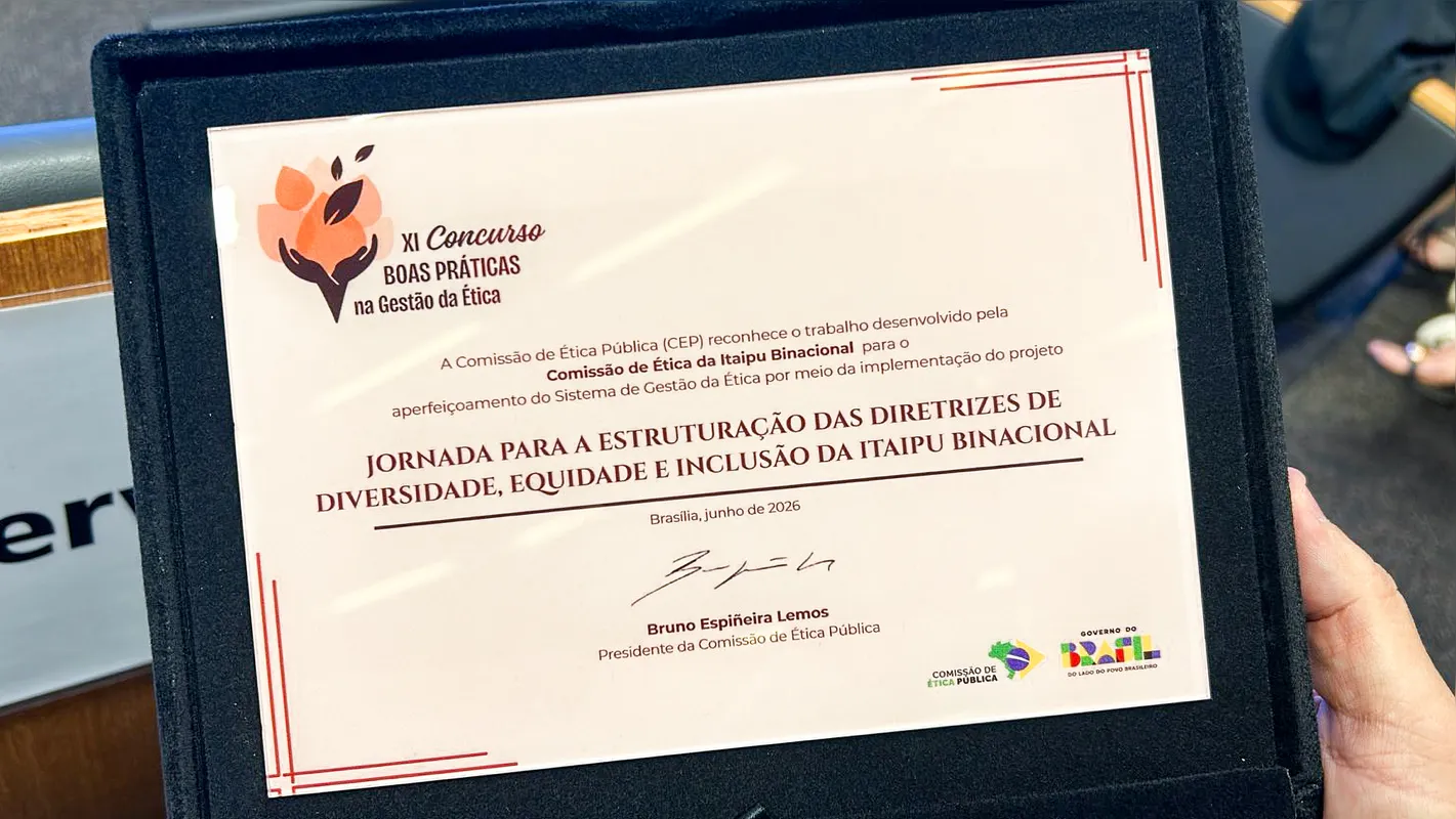 Imagem ilustrativa da imagem Itaipu Binacional recebe prêmio nacional por boas práticas em gestão da ética