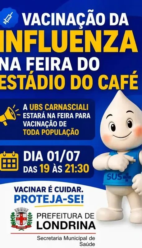 Imagem ilustrativa da imagem Londrina tem drive-thru e vacinação contra gripe na feira nesta quarta