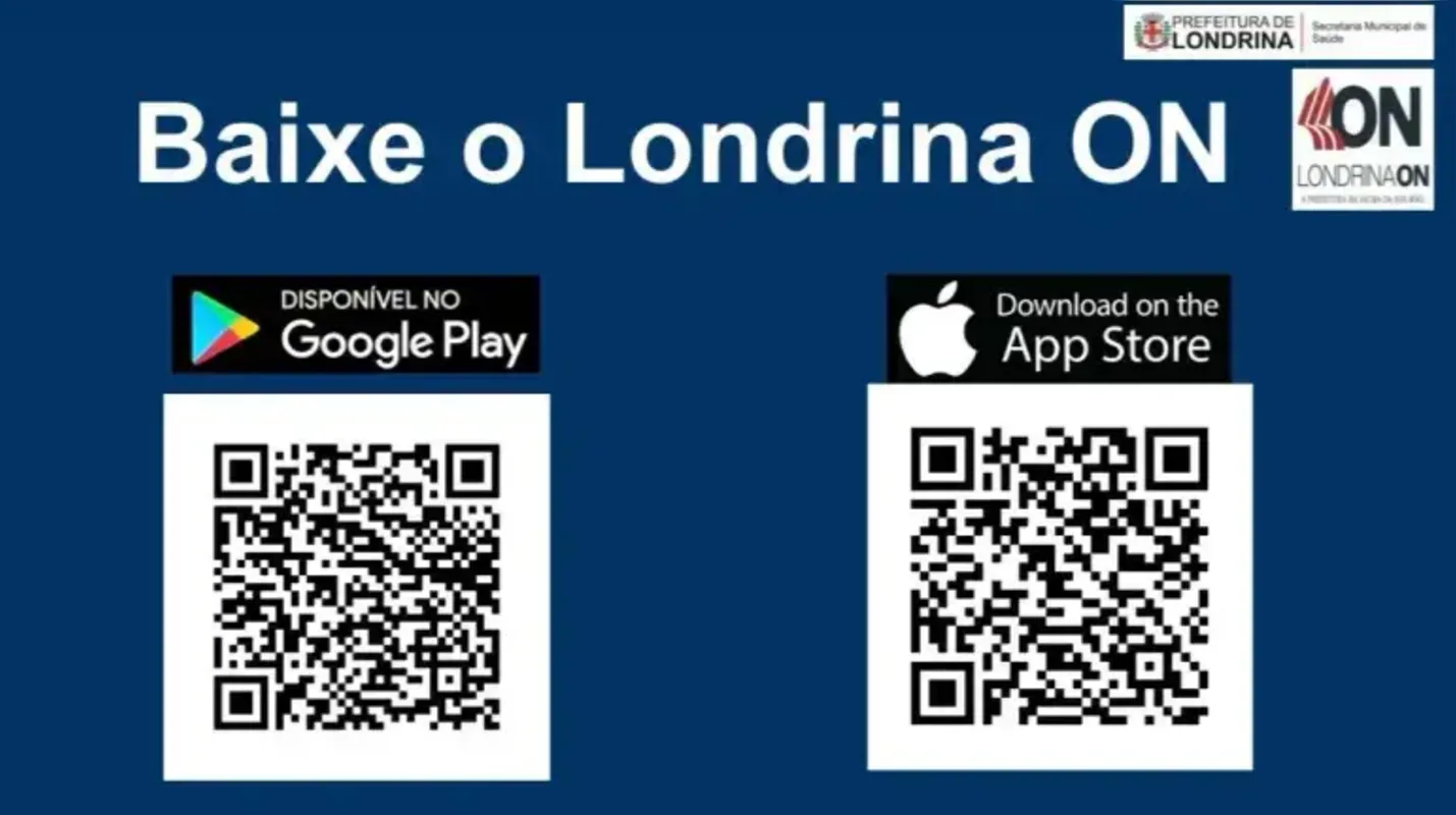 Para baixar o aplicativo, aponte a câmera do celular para o QR Code da esquerda se tiver um Android, e para o da direita se tiver um iPhone