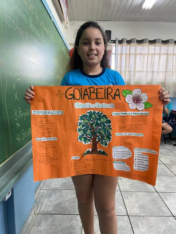 A aluna Bettina Nielsen, do 4º D, somou conhecimentos sobre o fruto da goiabeira