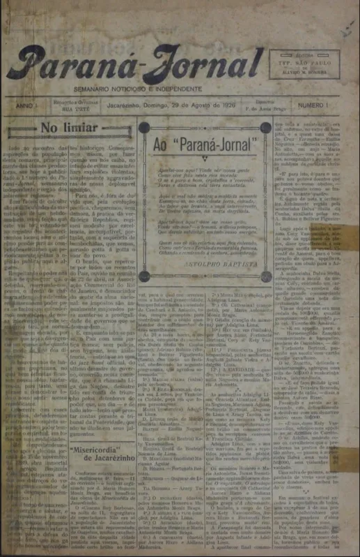 Imagem ilustrativa da imagem Primeiro registro da imprensa norte-paranaense completa 100 anos