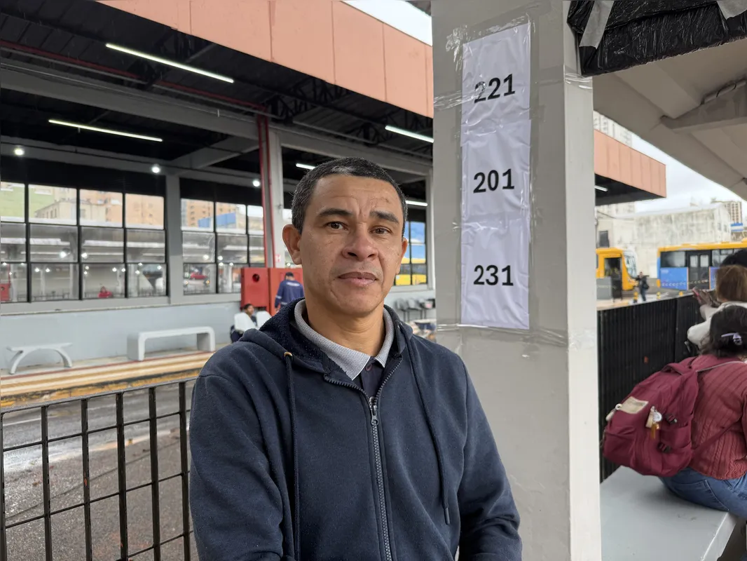 Dilmar Souza é usuário da linha 201 Califórnia diariamente, grato pela melhora na estrutura do Terminal Central